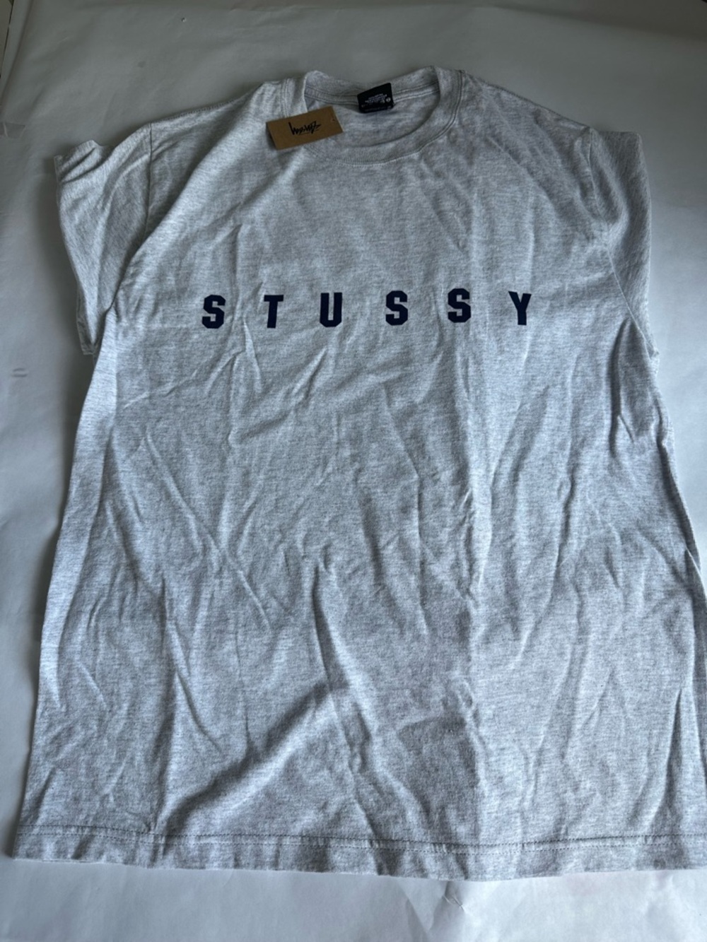 Stussy Lens Tee Men's Ash Heather Graphic Print T-Shirt Size M